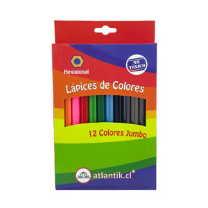 LÁPIZ COLOR 12 UNID JUMBO LARGO HEXAGONAL ATLANTIK