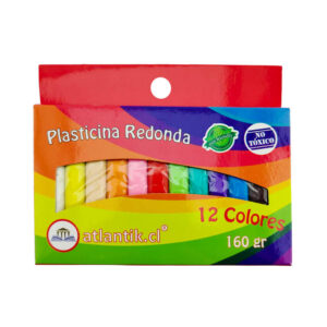 PLASTICINA 12 COLORES 160GR REDONDA ATLANTIK